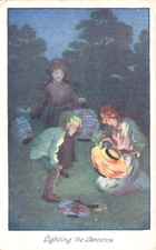 Early SYBIL  BARHAM   Lighting the Lanterns  Series 1268a  postcard