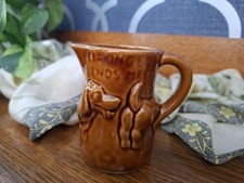 Dachshund Dog Cream Jug Making Both Ends Meet 3.25 Vintage Brown Glaze Ceramic