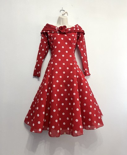 Vintage berkertex red - red, polka