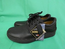 Clarks Active Air Black Leather Goretex Shoes Size 9.5G New   (Hea]