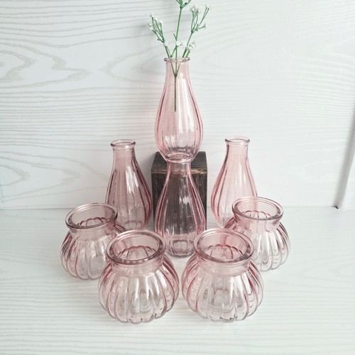 Pink glass vase bundle set - pink,