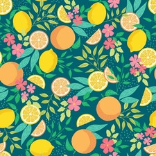 Orange and Lemons on Teal PVC