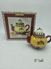 New Debbie Mumm Sakura "Christmas Pudding" Holiday Collector Mini Teapot
