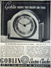 Vintage 'GOBLIN' Electric Clocks Art Deco Advert : Original Small 1937 Print AD