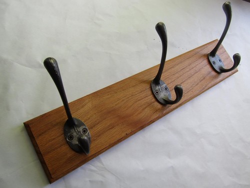 Rustic oak coat hook - rack, rail