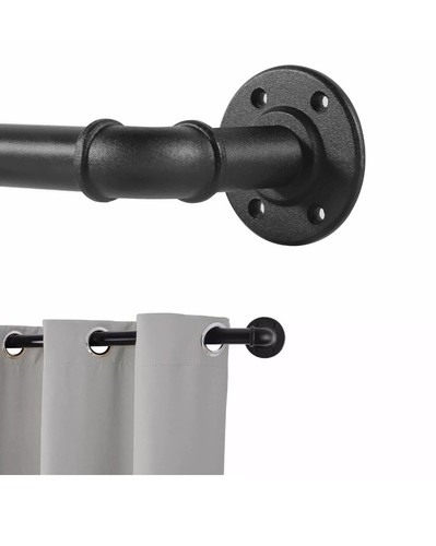 Black curtain poles for eyelet - black,