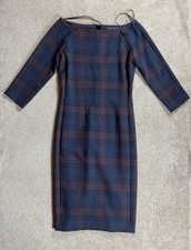ZARA Woman Navy Tartan Midi