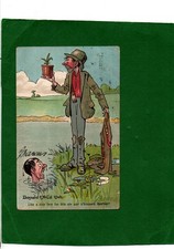 Vintage Comic Man being bribed whist Swimming by Donald McGill 1906 posted 1906