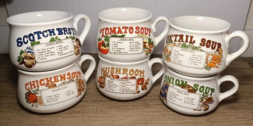 Vintage soup recipe mugs cups - vintage,