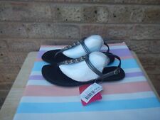 SENSE BY GRENDHA GREY/BLACK SILVER SANDALS TOE POST 41/42 UK 8 NWT