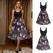 Women Gothic Skull Print Midi