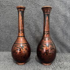 2 Resin Black / Bronze coloured Vases (Different Pattens however same style)
