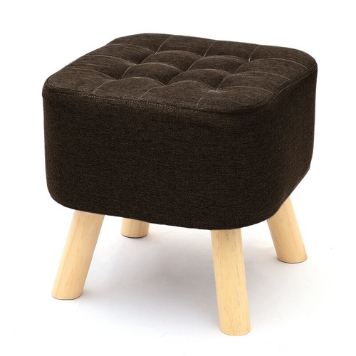 Wooden leg linen pouffe - leg, –