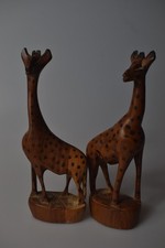Two Beautiful Hand Carved Wooden Giraffes made in Kenya