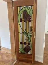 Set of 5 Vintage Stained Glass Interior Doors – Solid Wood – 68.5 x 213 cm