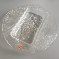 Hadeland Glass Tray Platter Design 21cm pressed fir pine Norway vintage Nordic