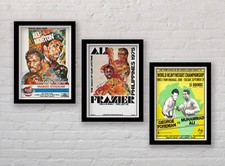 Set of 3 Vintage Muhammad Ali Boxing  Poster Prints Wall Art Framed Available