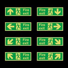 Photoluminescent -  Fire Exit Sign - 300x100mm - Plastic - All Direction Arrows