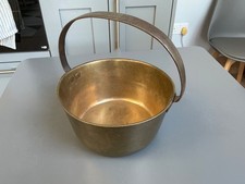 Vintage Brass Jam Kettle Pot Saucepan Pan with fixed iron handle