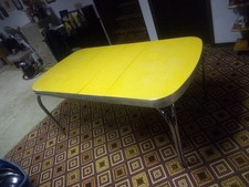 Vintage 1950's - 60’s Chrome & Formica Nice Dining Table & 2 Leafs