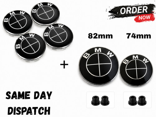 Black alloy bmw badge set - black,