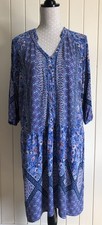 M&S INDIGO COLLECTION - Blue Mix Floral Cold Shoulder Gypsy Dress - Size UK 16