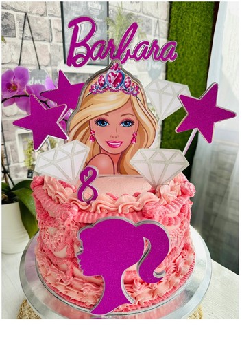 Barbie cake topper glitter - barbie,