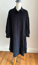 Toast Cord Shirt Dress 12 Chest 46in Black Needlecord Blouson Sleeve See Details