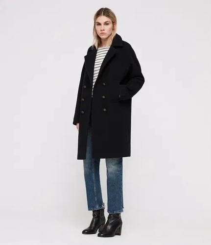 Allsaints black military coat - black,