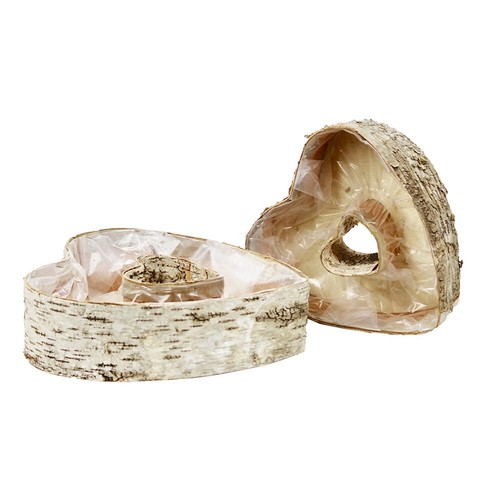 Set birch bark heart pots - of, 2