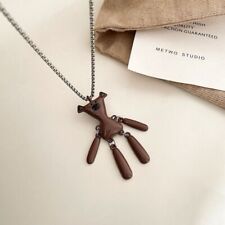 Mr. Bean Teddy Bear Pendant Necklace – Cute Brown Bear Charm with Movable Limbs