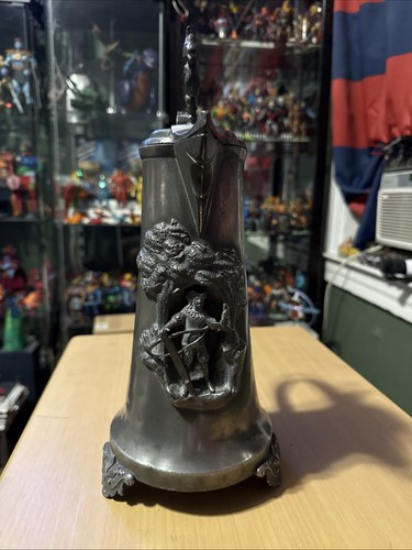 Antique pewter beer stein - pewter,