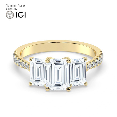 Emerald diamond trilogy ring - diamond,