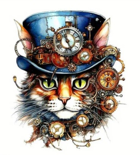 Steampunk cat iron - cat,
