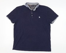 Spitalfields Men's Blue Polo Shirt XL, Button Accents