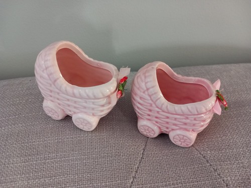 Pink ceramic pram - 2,