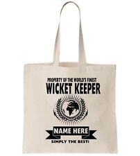 Wicket Keeper Personalised Tote Bag Shopper Thanks Amend Birthday Gift Cricket
