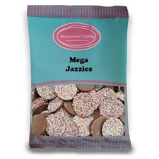 Mega Jazzies 1Kg - Retro Giant Jazzies - Chocolate Candy Discs with Sprinkles