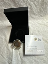2009 Royal Mint Robert Burns PIEDFORT Silver Proof Two Pounds £2 coin, COA, Box