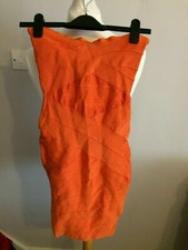 Celeb Boutique Orange Bodycon Strapless Evening Prom Party Dress UK 4