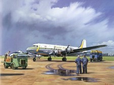 Channel Airways DC4 at Southend Airport 1960s  Vintage Hardback Aviation Print