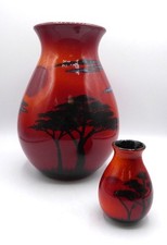 Poole Pottery 'Red African Sky' Large and Small Vase