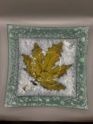 Fused glass plate autumn maple - autumn,