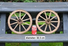 pair of vintage old wooden cart wagon wheels wheel / 32.5 cm - FREE DELIVERY