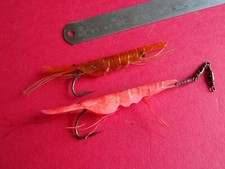 2X EARLY VINTAGE UNNAMED PERCY WADHAM CELLULOID ARTIFICIAL PRAWN FISHING LURES