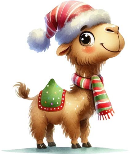 Christmas funny camel - wall, art