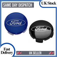 4x BLACK-BLUE FORD CENTRE CAPS 54MM ALLOY WHEEL FITS MOST MODELS FOCUS FIESTA KA