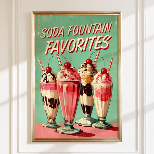 Soda fountain poster - soda,