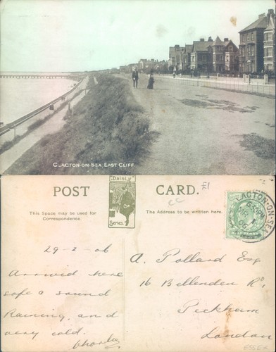 Clacton sea east cliff - on,
