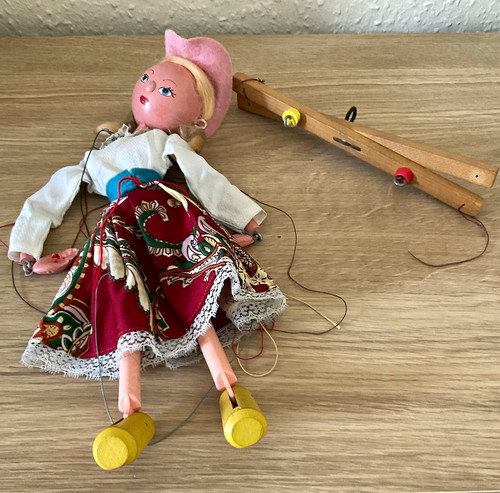 Vintage girl string marionette - girl,